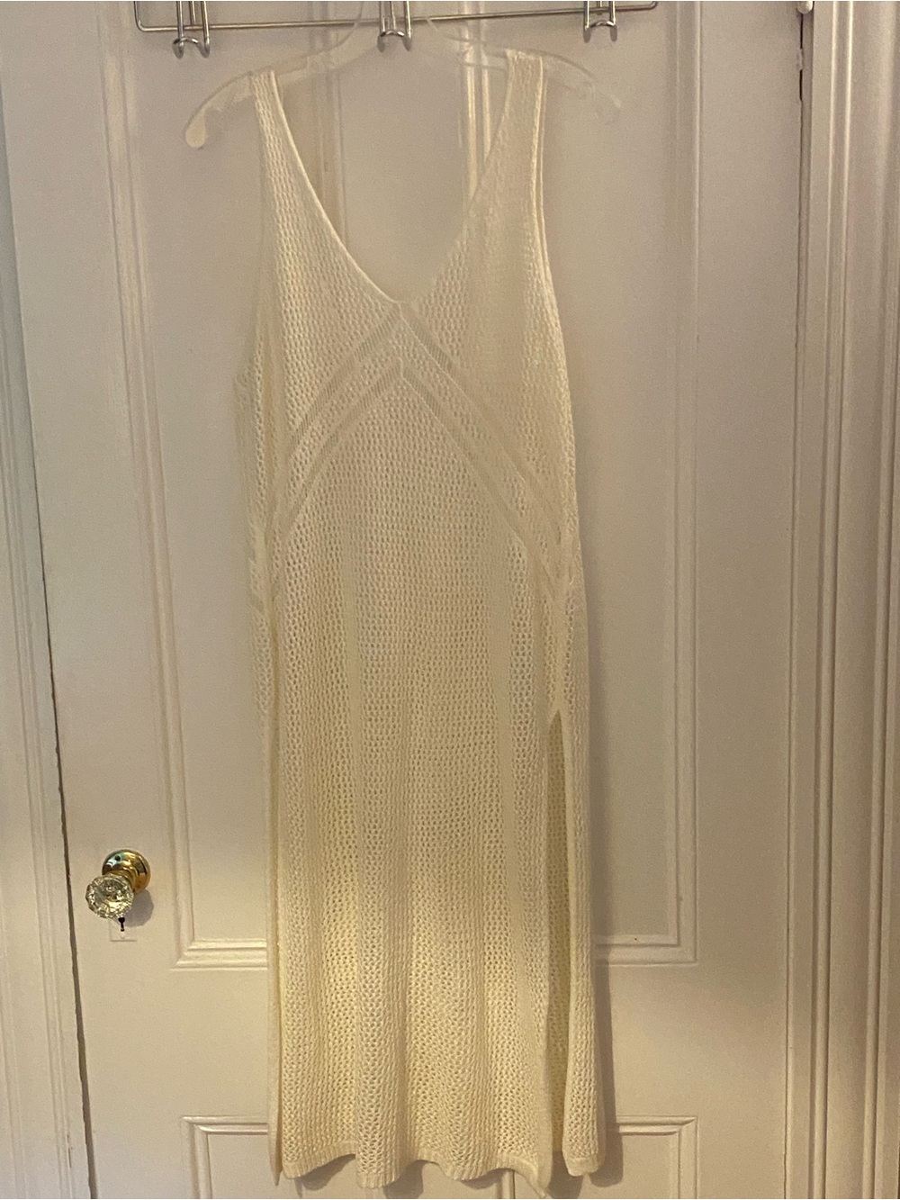 Cupshe Swim Cover Up Dress Womens L Knit Ivory White Vacation Beach Resort Pool